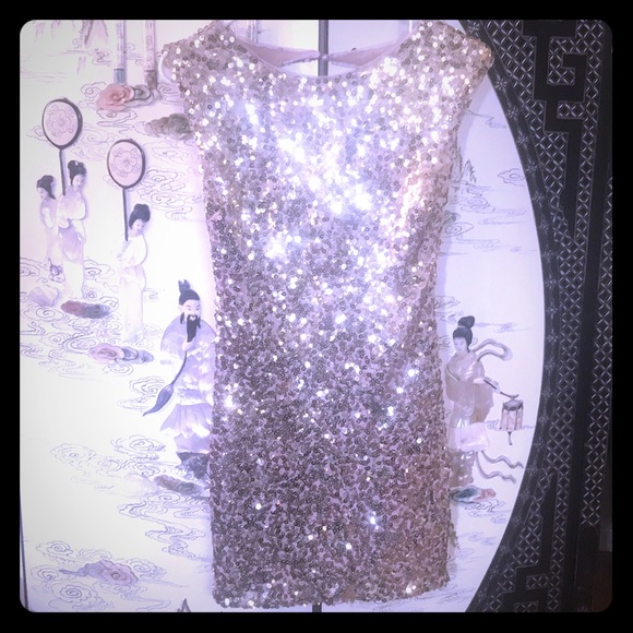 Sequin gold dress - Picture 1 of 8